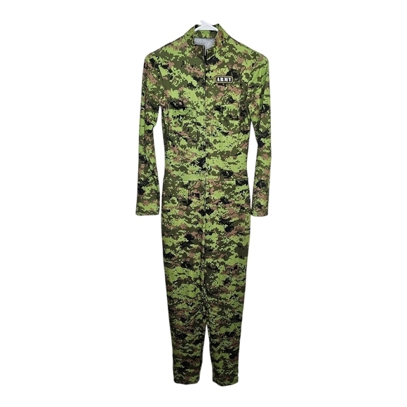 ARMY Camo Halloween Costume with Hat and Squirt Gun Gull Zip Up XS/S - Picture 1 of 8